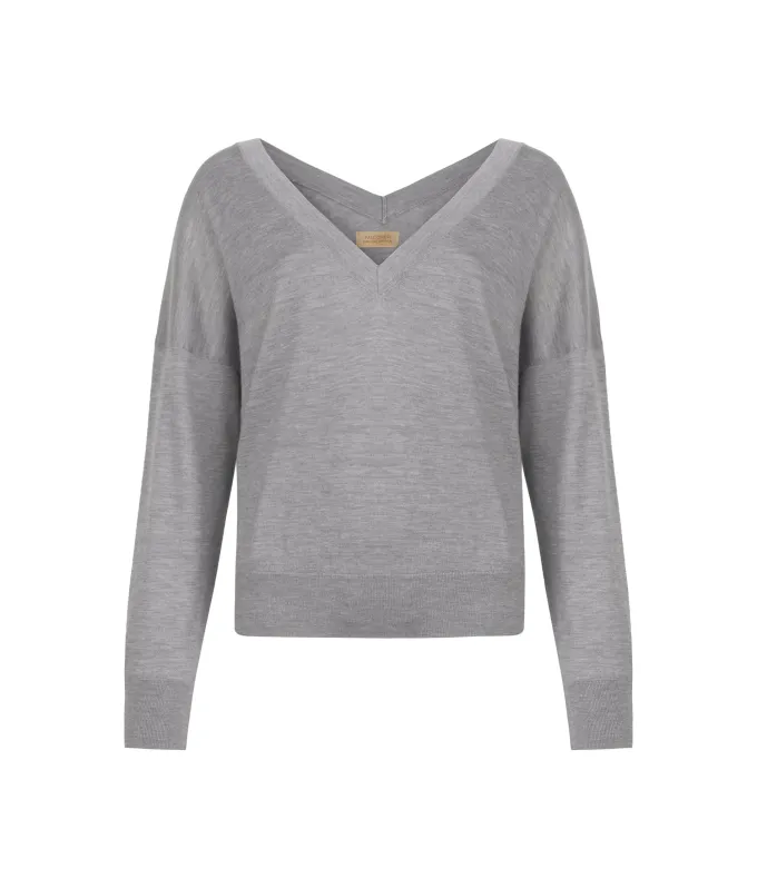 Maglia con doppio scollo a V in Cashmere Ultrafine
