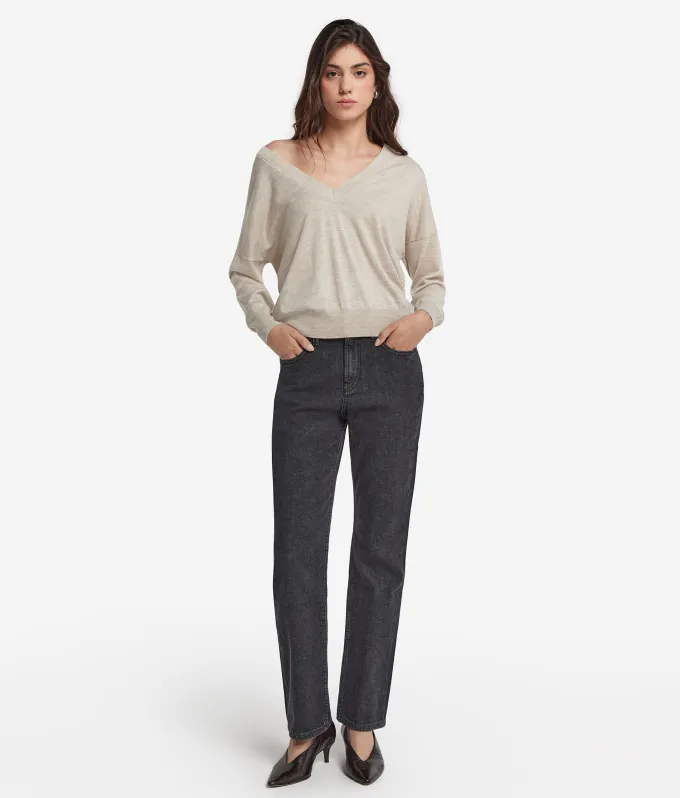 Maglia con doppio scollo a V in Cashmere Ultrafine