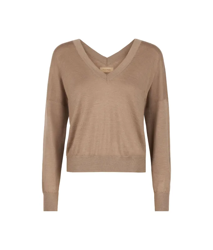 Maglia con doppio scollo a V in Cashmere Ultrafine