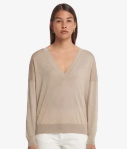 Maglia con doppio scollo a V in Cashmere Ultrafine
