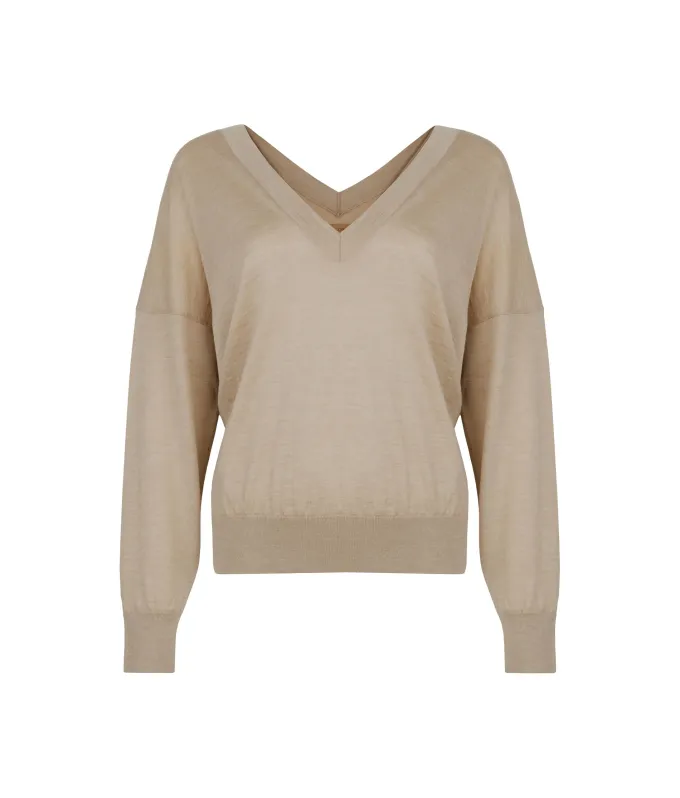 Maglia con doppio scollo a V in Cashmere Ultrafine