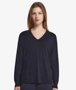 Maglia con scollo a V e spacchi in Cashmere Ultrafine