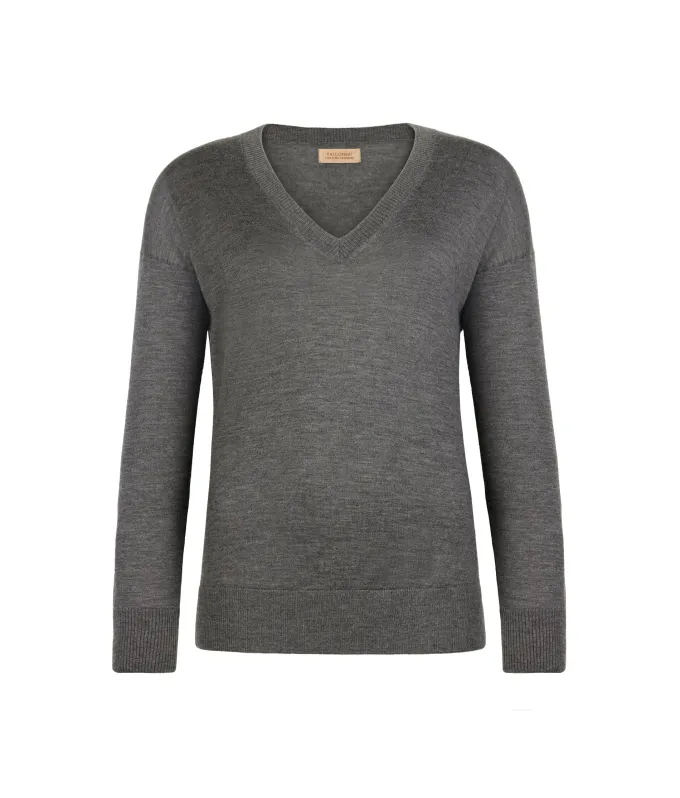Maglia con scollo a V e spacchi in Cashmere Ultrafine