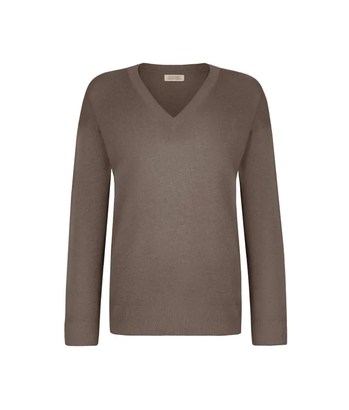 Maglia con scollo a V e spacchi in Cashmere Ultrafine