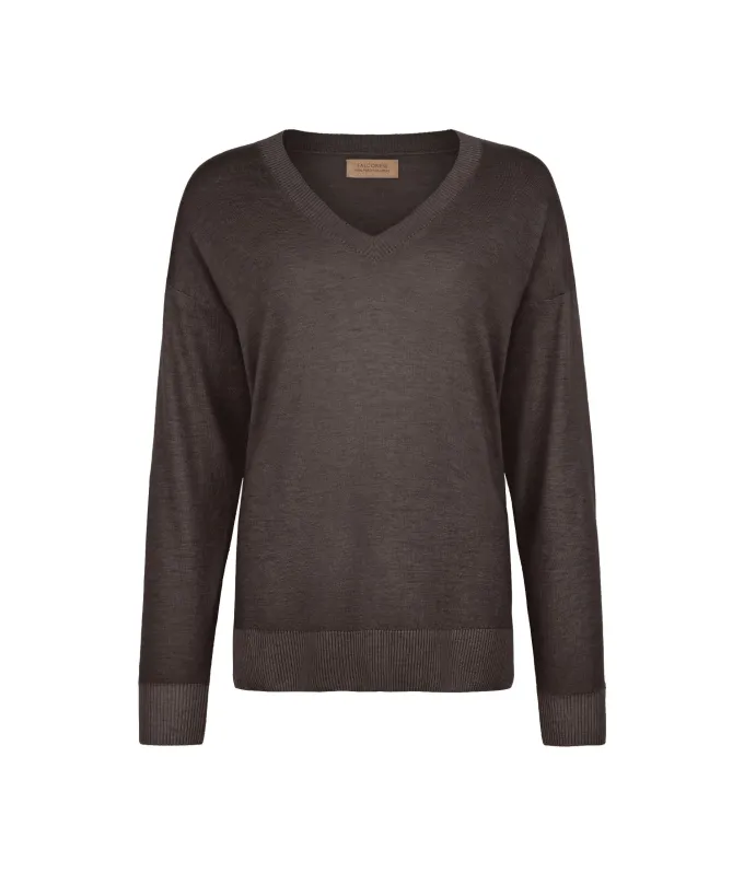 Maglia con scollo a V e spacchi in Cashmere Ultrafine