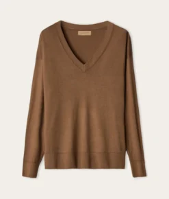 Maglia con scollo a V e spacchi in Cashmere Ultrafine
