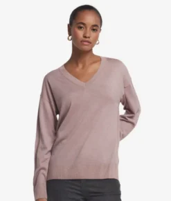 Maglia con scollo a V e spacchi in Cashmere Ultrafine