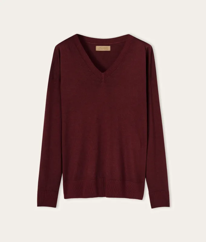 Maglia con scollo a V e spacchi in Cashmere Ultrafine