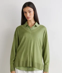 Maglia con scollo a V e spacchi in Cashmere Ultrafine