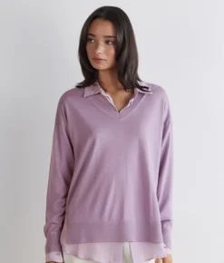 Maglia con scollo a V e spacchi in Cashmere Ultrafine