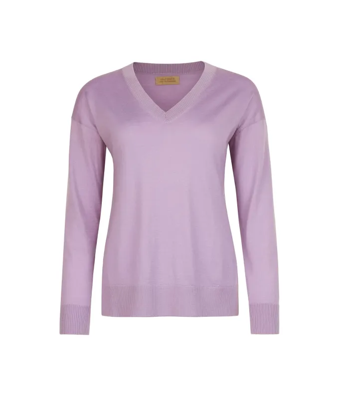 Maglia con scollo a V e spacchi in Cashmere Ultrafine