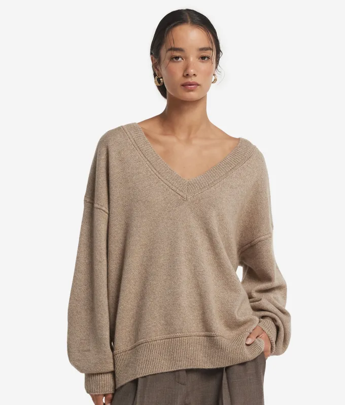 Maglia con scollo a V in Cashmere Undyed Ultrasoft