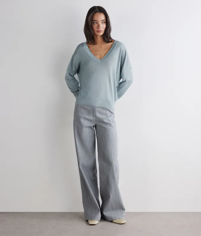 Maglia doppio scollo a V in Cashmere Silkfine