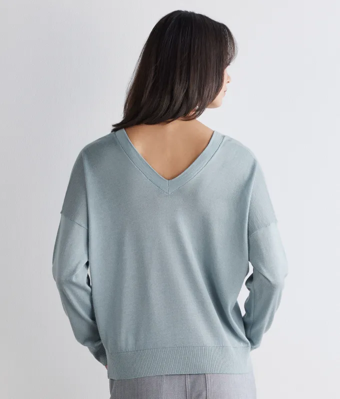 Maglia doppio scollo a V in Cashmere Silkfine