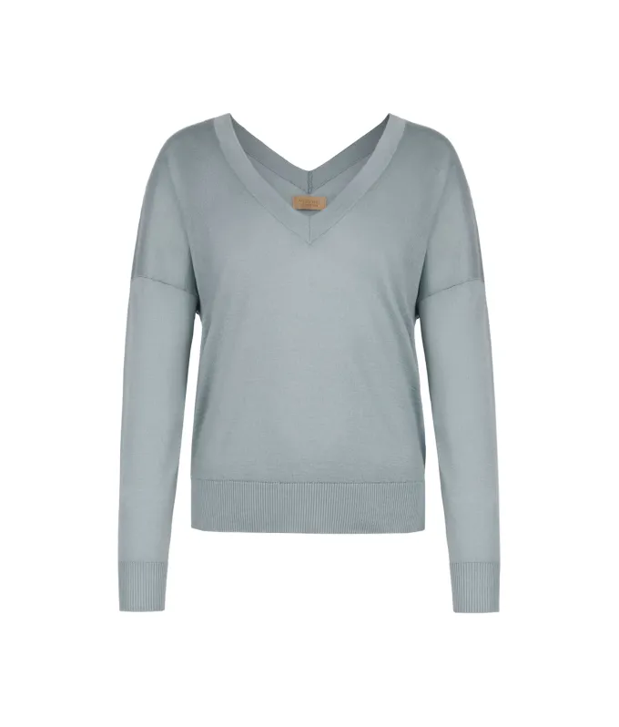 Maglia doppio scollo a V in Cashmere Silkfine