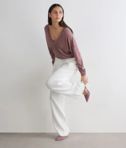 Maglia doppio scollo a V in Cashmere Silkfine