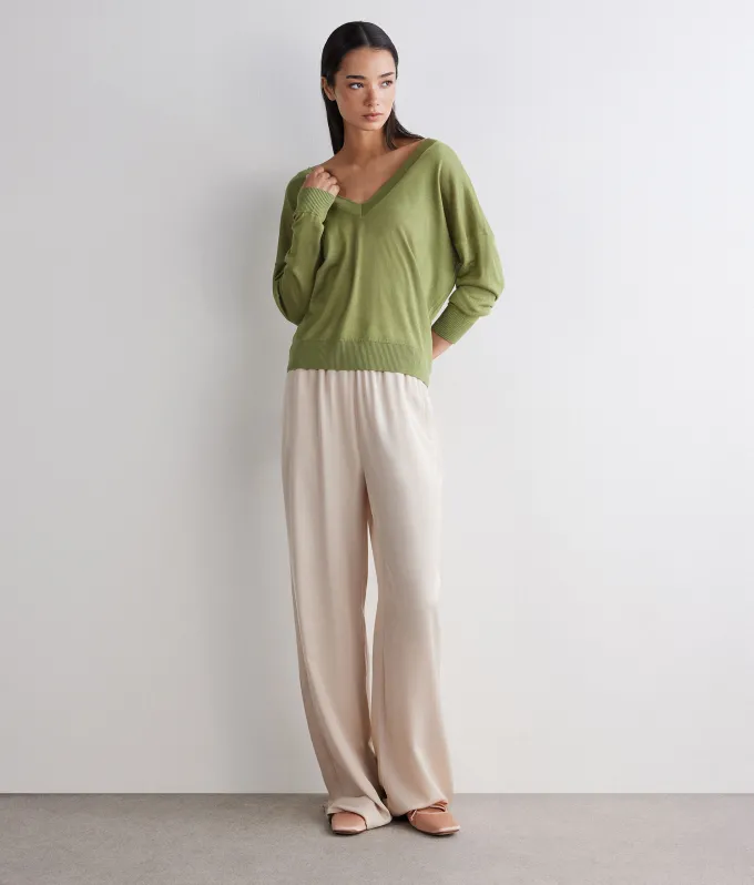 Maglia doppio scollo a V in Cashmere Silkfine