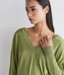 Maglia doppio scollo a V in Cashmere Silkfine