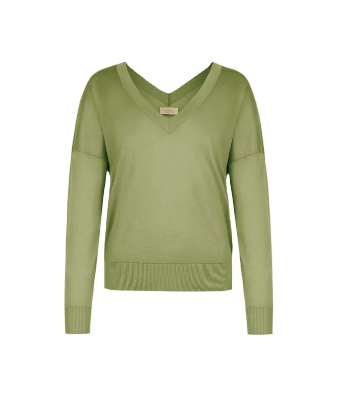 Maglia doppio scollo a V in Cashmere Silkfine