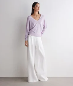 Maglia doppio scollo a V in Cashmere Silkfine