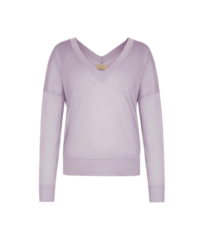 Maglia doppio scollo a V in Cashmere Silkfine