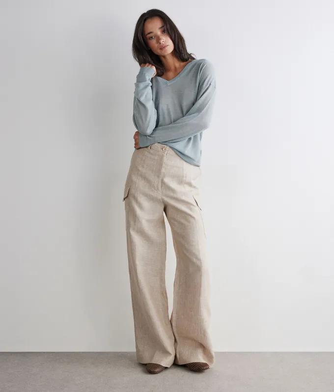 Maglia scollo a V in Cashmere Airfine