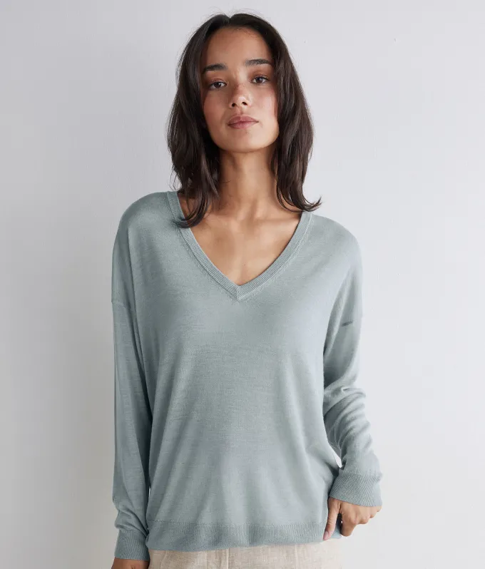 Maglia scollo a V in Cashmere Airfine