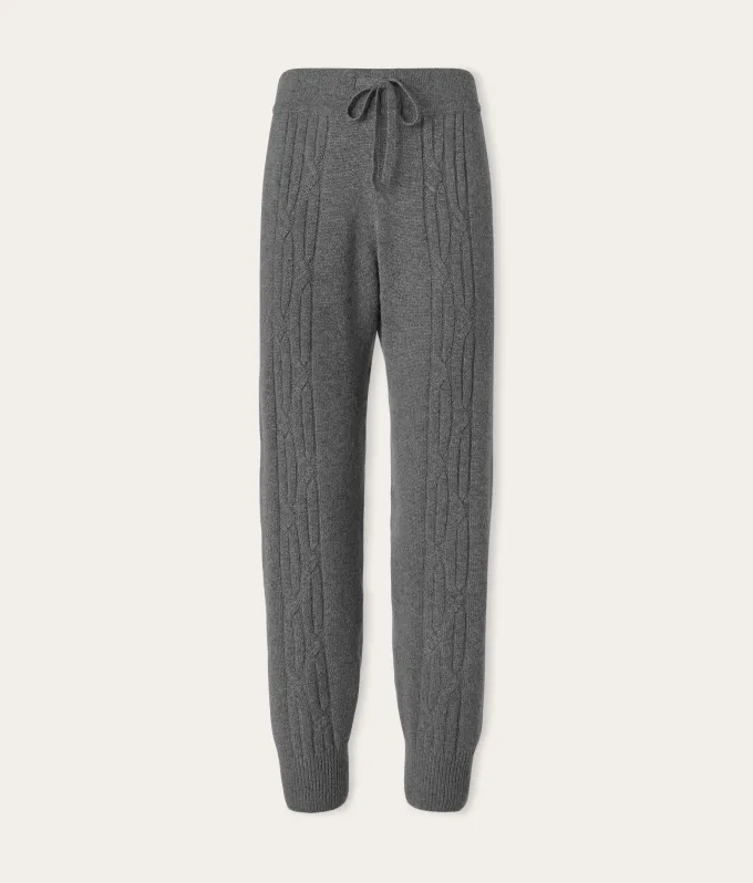 Pantalone a coste intrecciate in Cashmere Ultrasoft