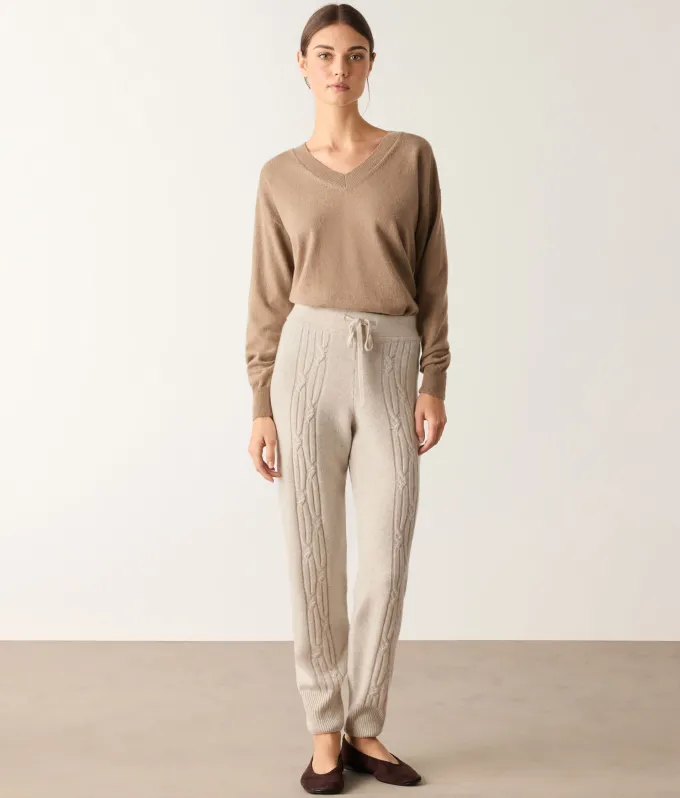 Pantalone a coste intrecciate in Cashmere Ultrasoft