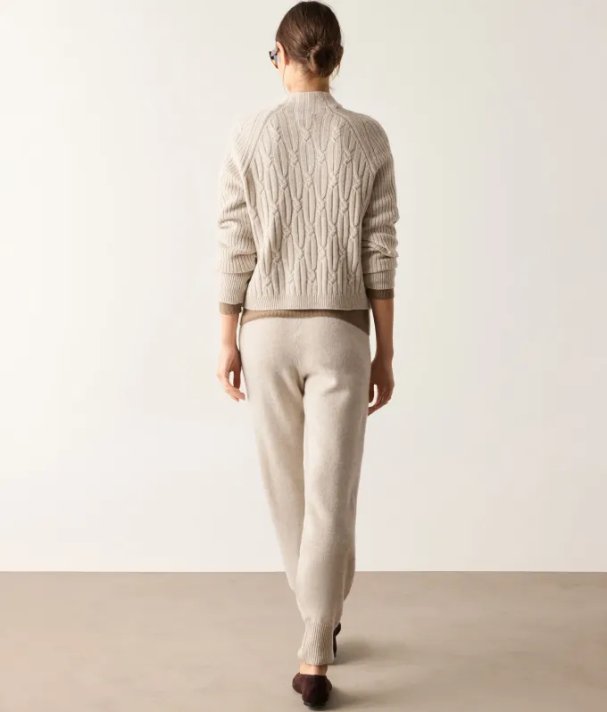 Pantalone a coste intrecciate in Cashmere Ultrasoft