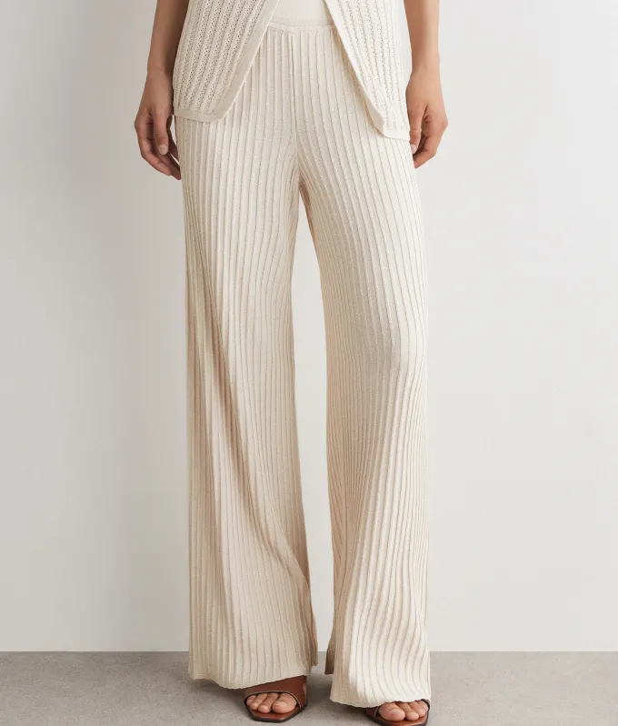 Pantalone a coste lamé