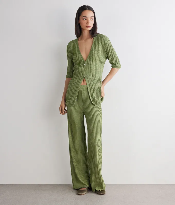 Pantalone a coste lamé