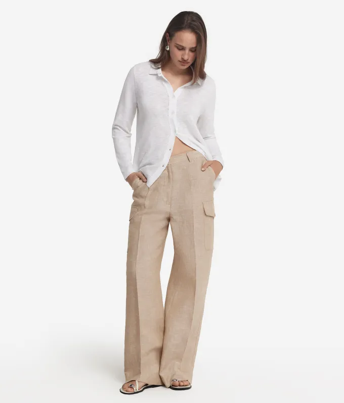 Pantalone cargo in lino