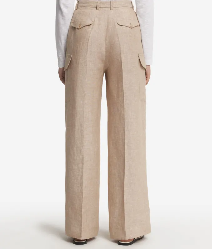 Pantalone cargo in lino