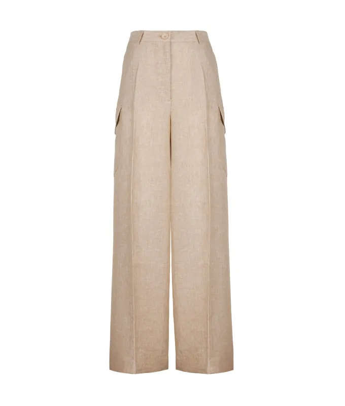 Pantalone cargo in lino