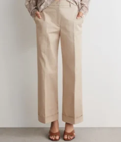 Pantalone con risvolto in cotone
