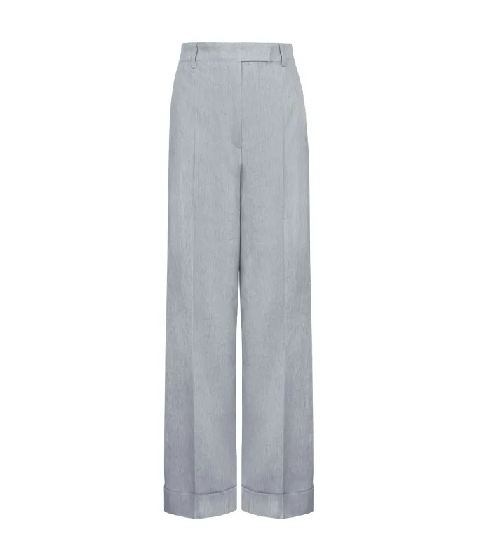 Pantalone delavè in lino e cotone