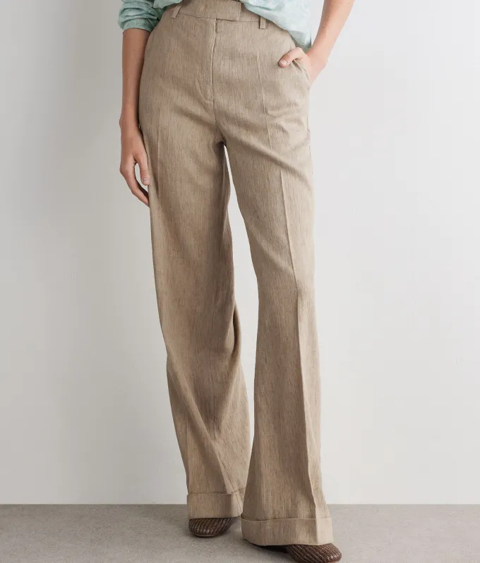 Pantalone delavè in lino e cotone