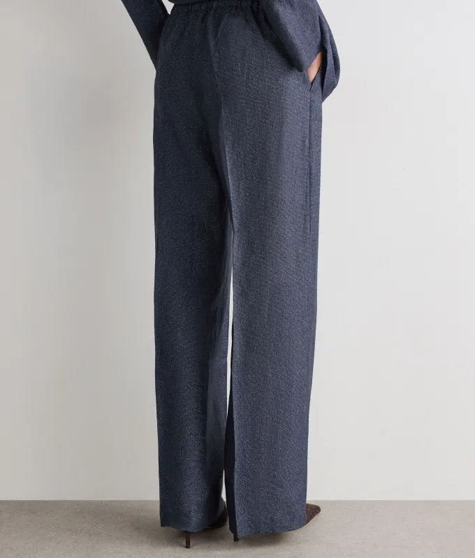 Pantalone dritto in lino lamé
