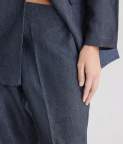 Pantalone dritto in lino lamé