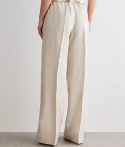 Pantalone dritto in lino lamé