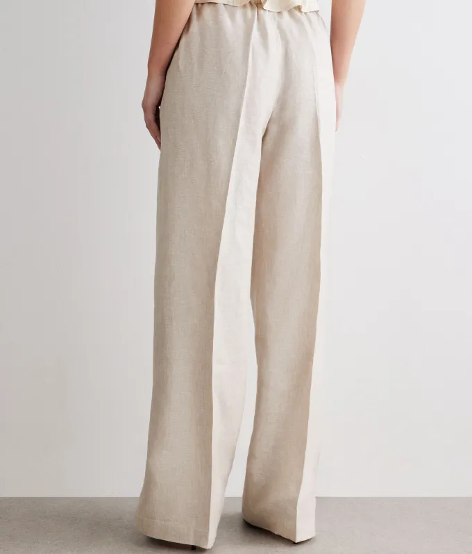 Pantalone dritto in lino lamé