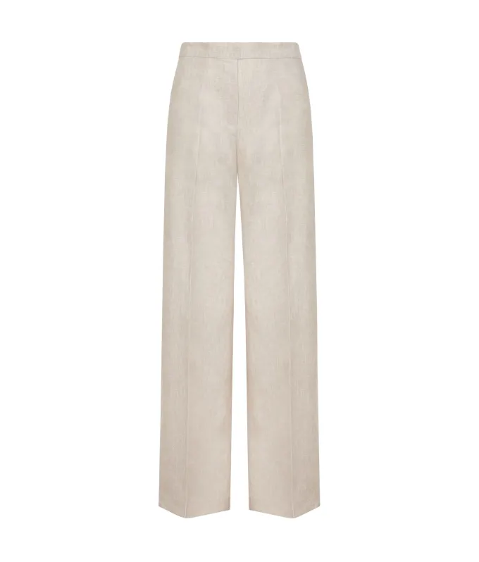Pantalone dritto in lino lamé