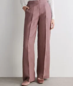 Pantalone dritto in lino lamé