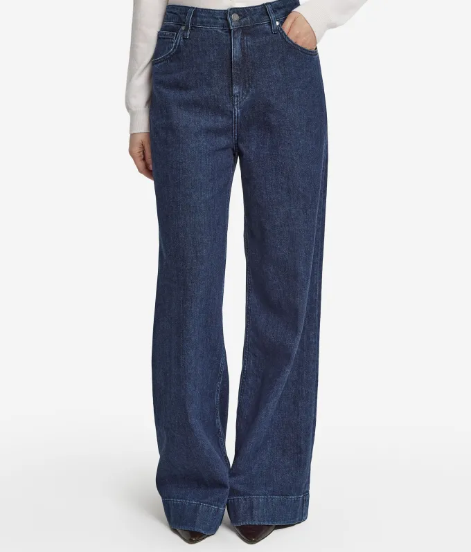 Pantalone flare in denim e cashmere