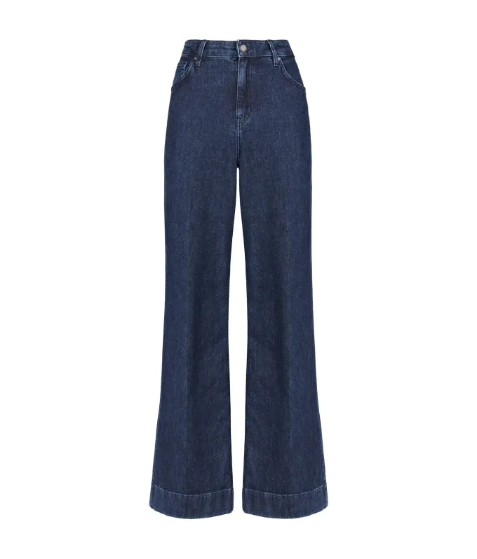 Pantalone flare in denim e cashmere