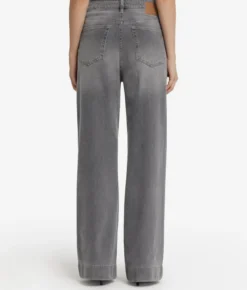 Pantalone flare in denim e cashmere