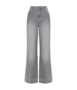 Pantalone flare in denim e cashmere