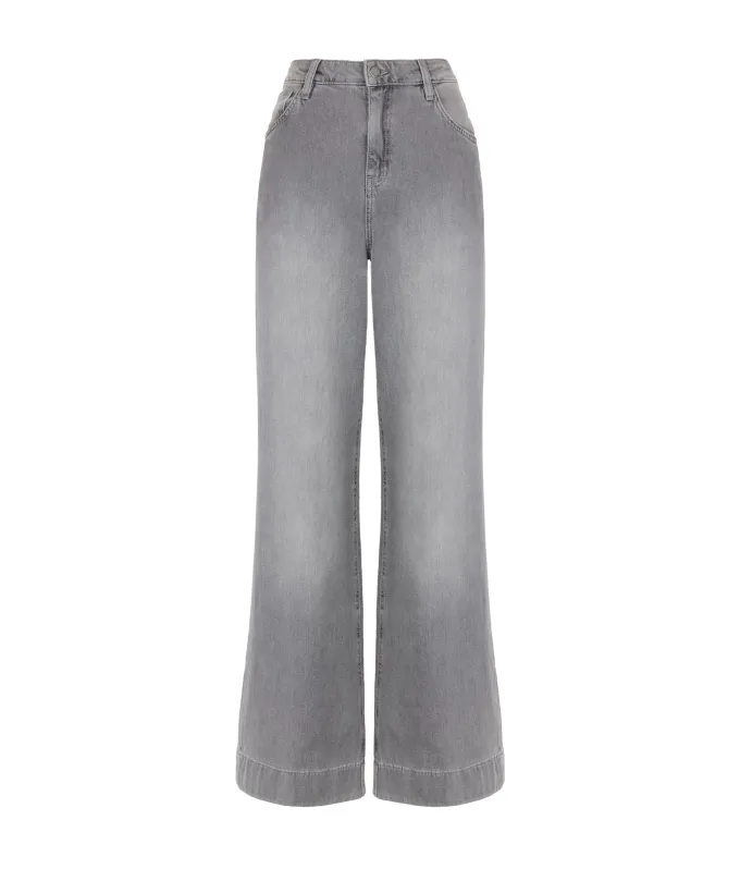 Pantalone flare in denim e cashmere
