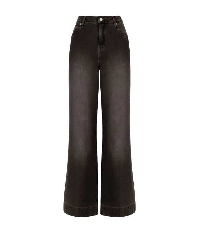 Pantalone flare in denim e cashmere